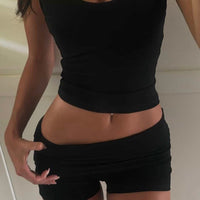 SOFT BLACK FOLD-OVER SHORT