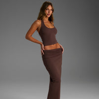SOFT CHOCOLATE BROWN HALTER TOP
