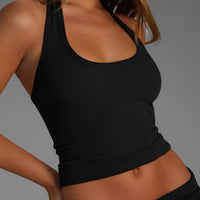SOFT BLACK HALTER TOP