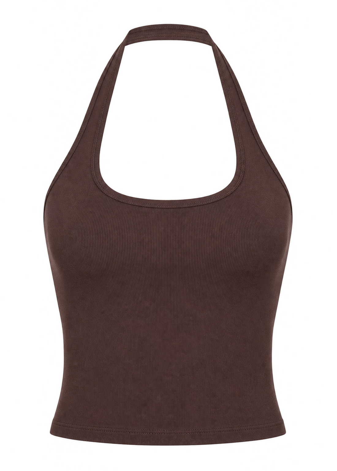 SOFT CHOCOLATE BROWN HALTER TOP