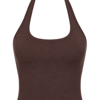 SOFT CHOCOLATE BROWN HALTER TOP