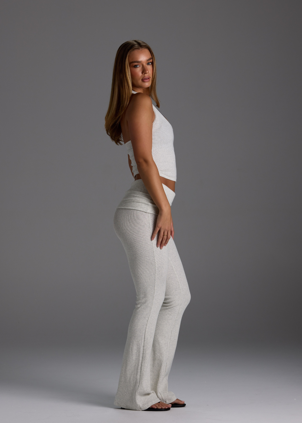 COMFORT GREY FOLDOVER FLARE LEGGINGS 8TH RESTOCK