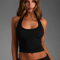 SOFT BLACK HALTER TOP