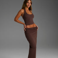 SOFT BROWN MAXI SKIRT
