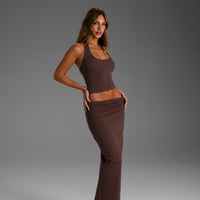 SOFT BROWN MAXI SKIRT
