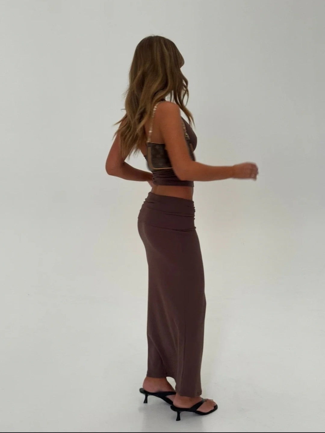 SOFT BROWN MAXI SKIRT