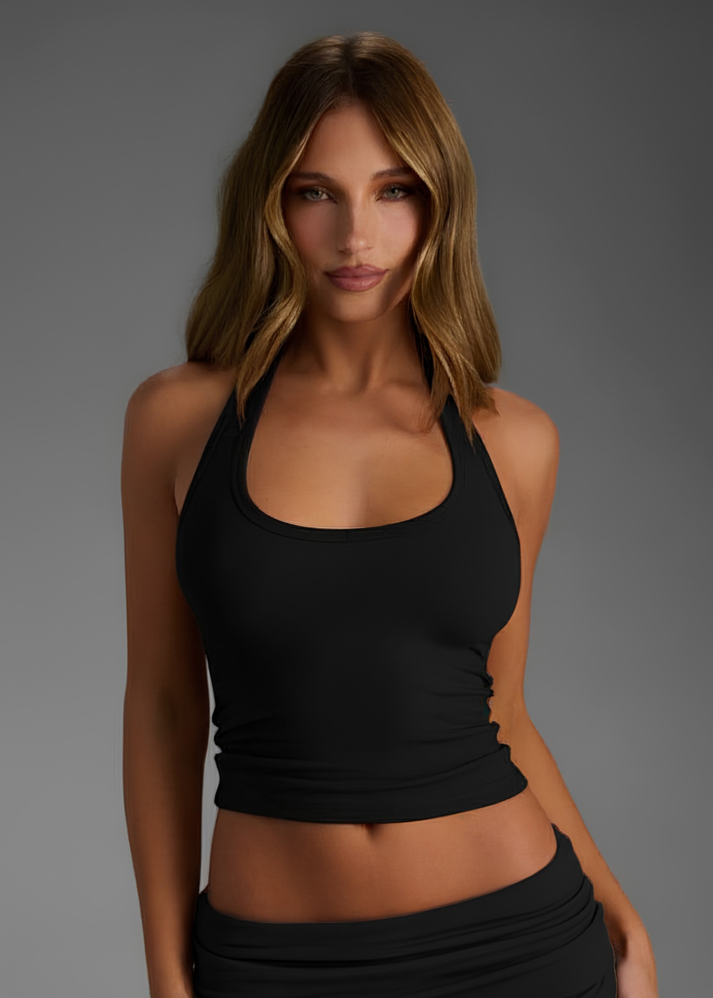 SOFT BLACK HALTER TOP